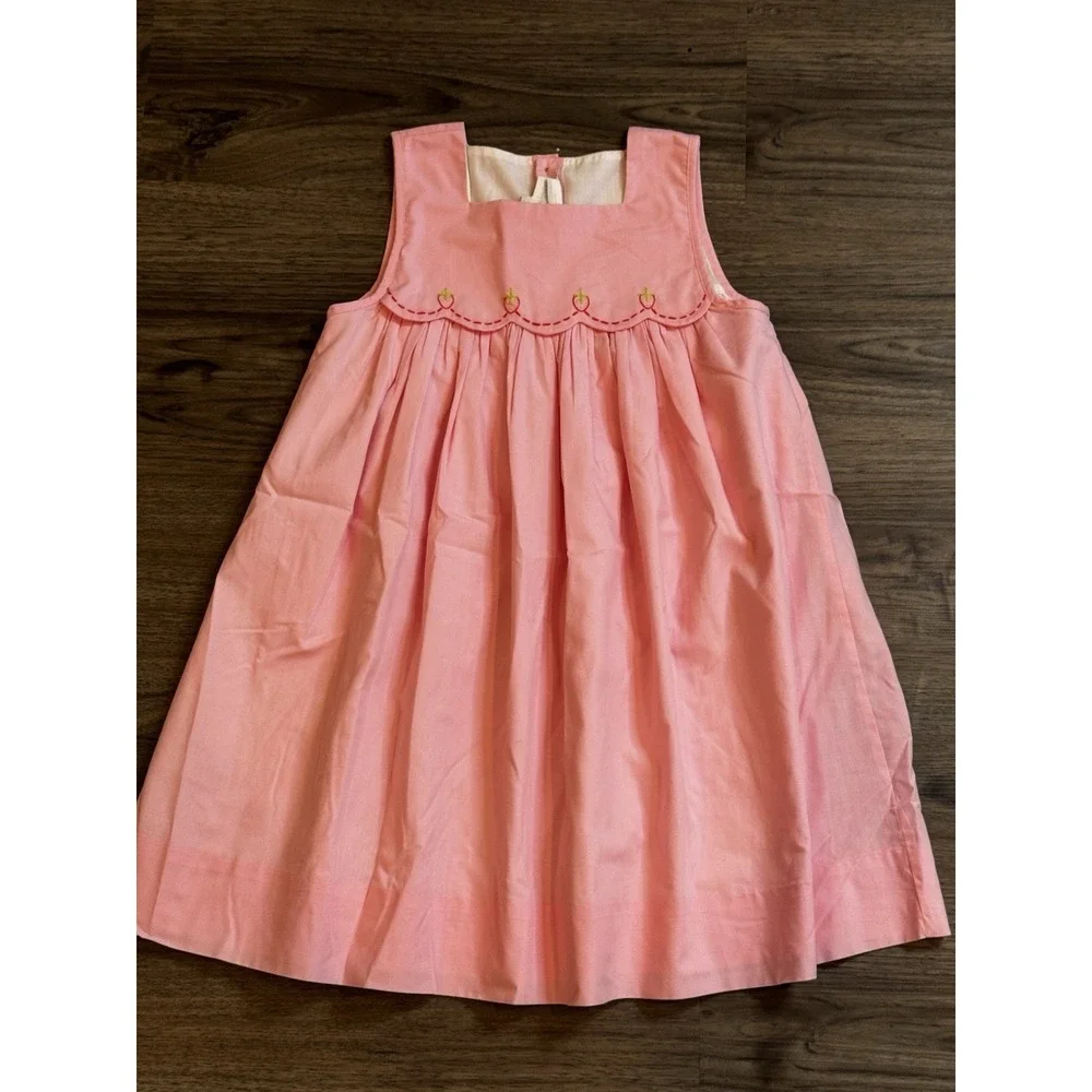 The Proper Peony Strawberry Fields Dress 6 Pink Embroidered Preppy Cottagecore